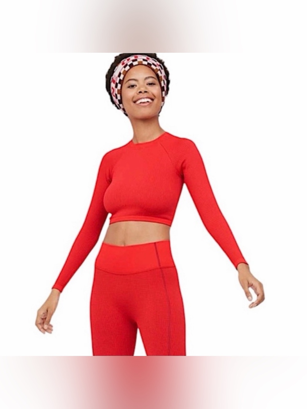 Offline by Aerie Vibrant Red Long Sleeve Athletic Crop Top